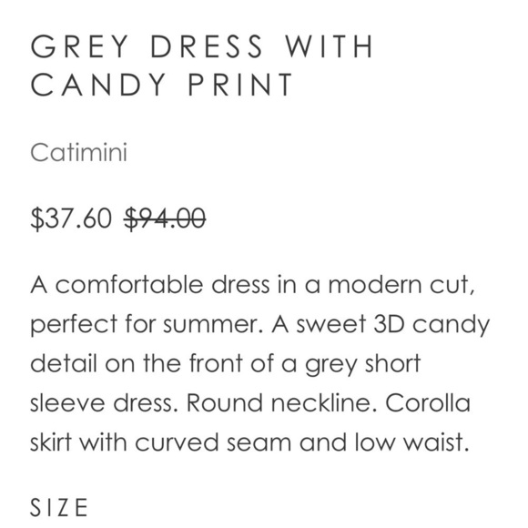 Catimini Girl's Size 2 Candy Print Dress Gray Short Sleeves - Picture 5 of 7